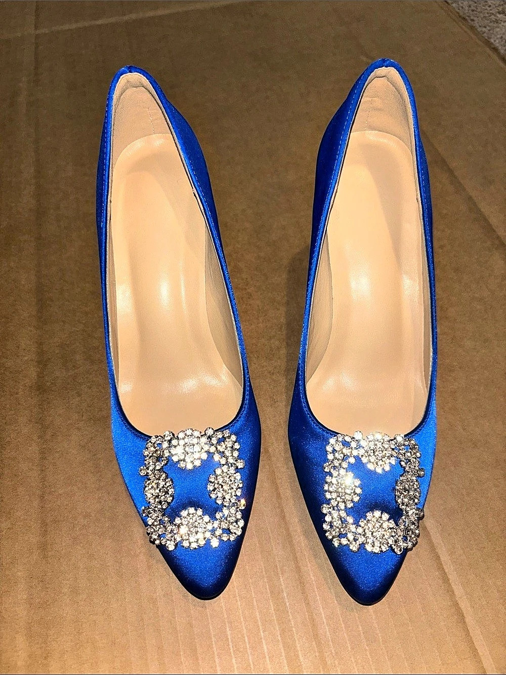 Blue Embellished Pointed Toe Heels EU 39 Like New